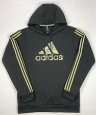 Men's Adidas Bos Three Stripe Camo Print Fleece Lined Hoodie Sweatshirt NEW