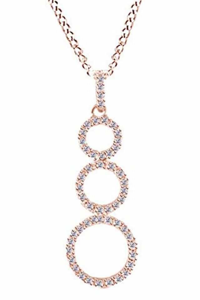 0.25 ct I-J I2-I3 Natural Diamond 10K Rose Gold Linear Triple Circle ...