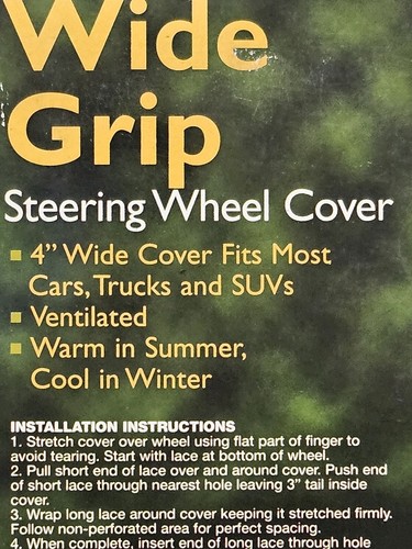 Vintage Lace On Wide Grip Steering Wheel Cover Super Thick Black 1998 - Foto 4 di 4