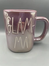 Rae Dunn GLAM-MA IRIDESCENT Mug Pink Purple Ceramic w/ White LL  NEW!!!