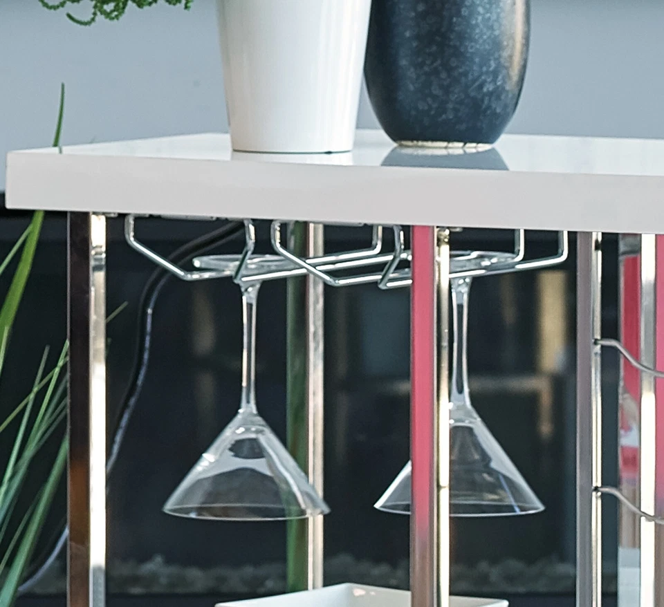 Moderno armario de bar de vinos glamuroso toma de corriente de vidrio blanco cromo alto brillo 182757 Foto 2 de 4