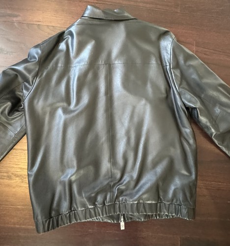 Robert Comstock Leather Bomber Jacket LAMB SKIN Black Size Large - Picture 8 of 19