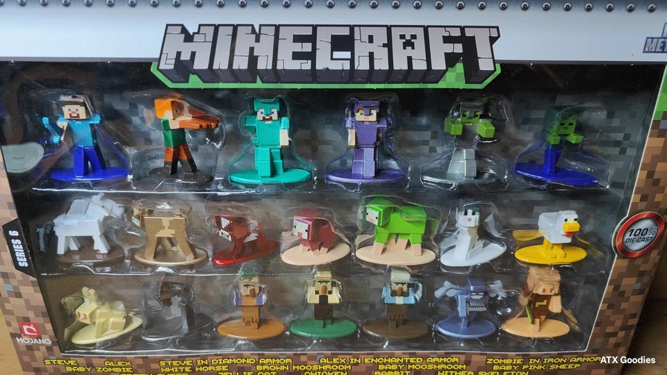 NUEVO EN CAJA HTF MINECRAFT WAVE 6 Nano 1.65” pulgadas Die-Cast Metal Figuras Paquete de 20 Foto 2 de 4