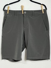 Hang Ten Board Shorts Mens 32 Gray Striped Pockets Swim Trunks Hybrid Surf