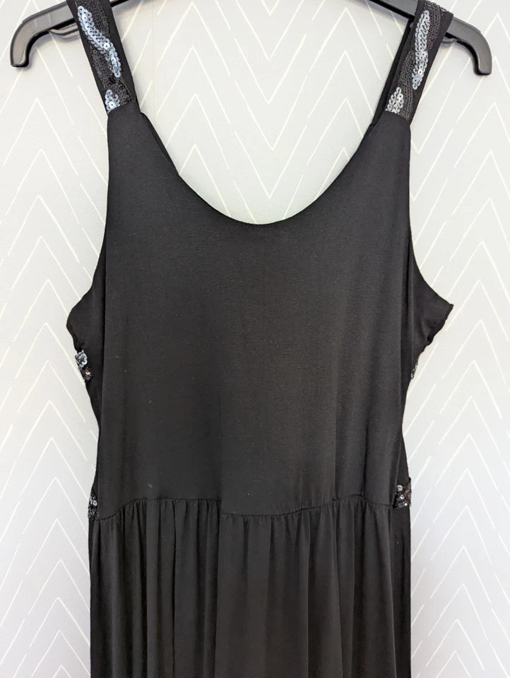 Rare Long Black Dress Sparkle Sequin Detail Size 8-10 Excellent Condition - Image 4 of 4