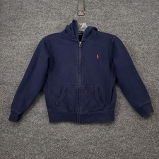 Polo Ralph Lauren Hoodie Boy 7 Youth Blue Full Zip Sweatshirt Fleece Pocket Pony