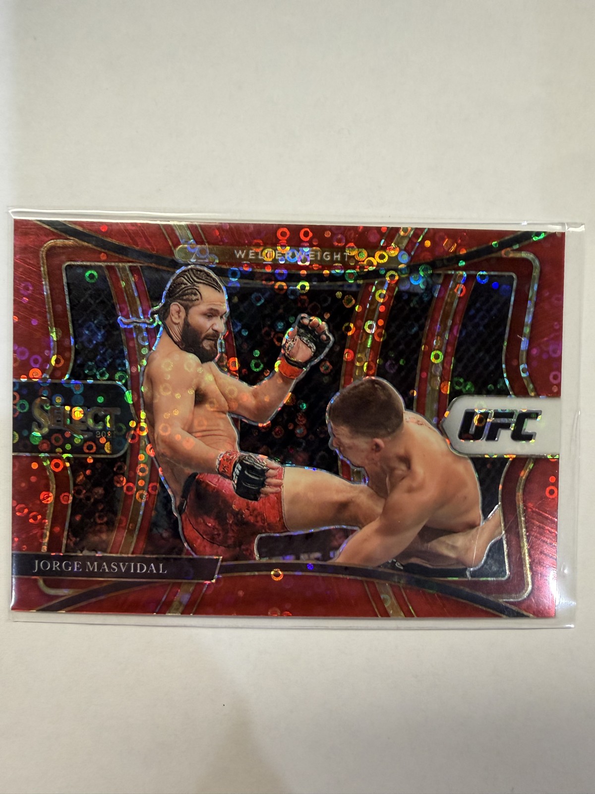 2021 Panini Select UFC - Premier Level Jorge Masvidal #142 Red Disco Prizm /199