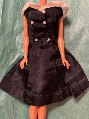 Vintage Barbie AFTER FIVE #934 Black White Taffeta Dress Mattel TLC