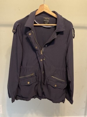 Eden Society Women s Navy Utility Jacket Full Zip Button Front Pockets L