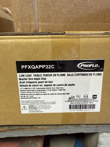 ProFlo 1/4” Turn Angle Stop  1/2" Expansion PEX x 3/8" OD Chrome Finish - Picture 2 of 2