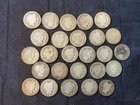 Lot: 25 Barber Dimes, 90% silver, mixed dates 1897-1916, circulated