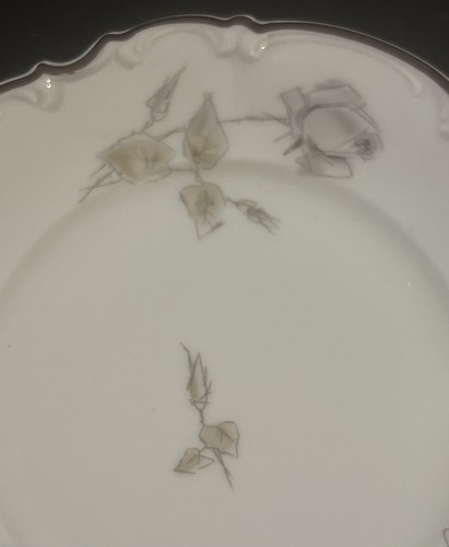 (8) Hutschenreuther Selb SYLVIA GRAY ROSE Platinum Bread & Butter Plate Germany - Picture 10 of 13