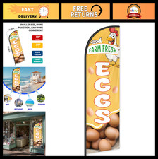 Farm Fresh Eggs Feather Flag 6 FT for Storefronts Business Signage Advertising