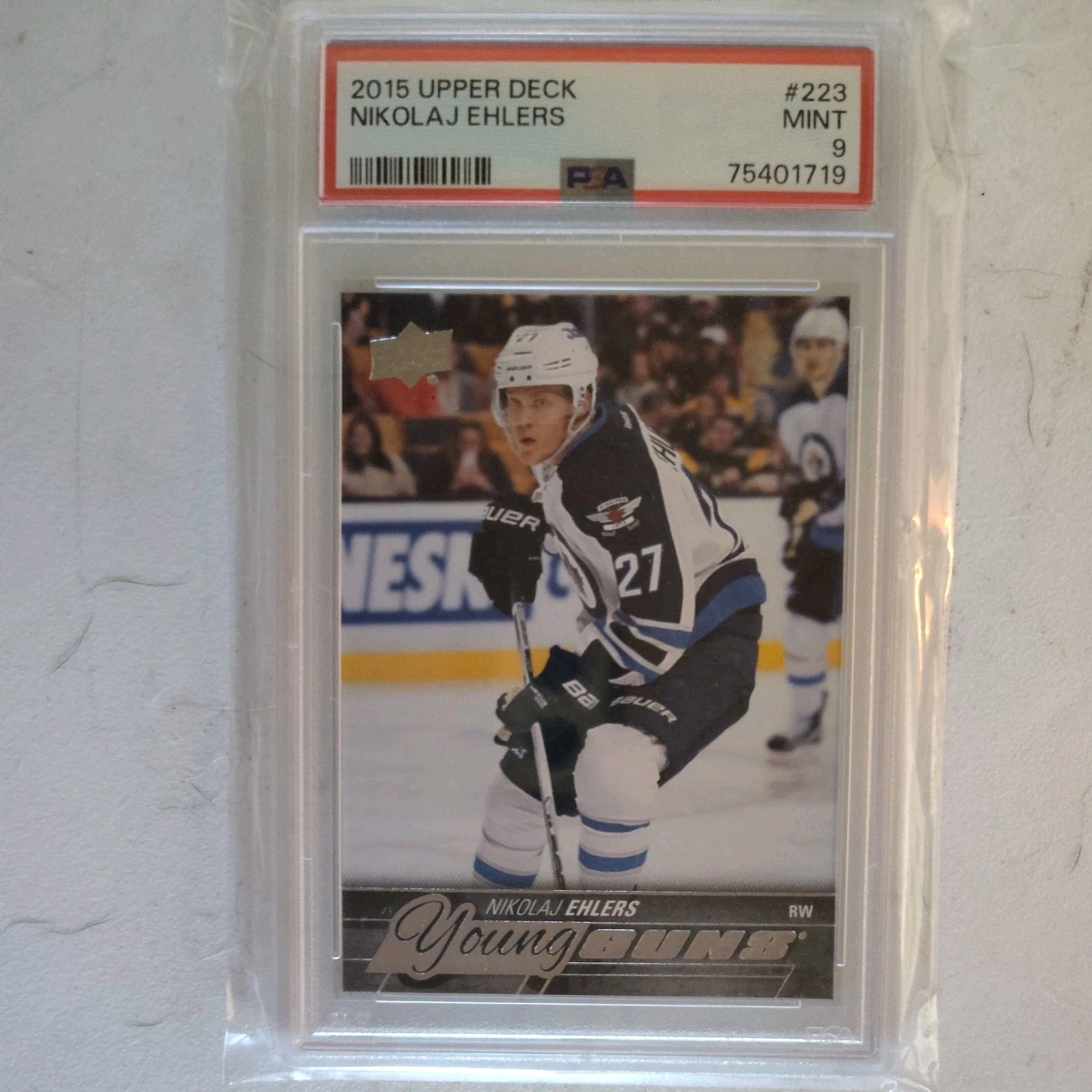 Nikolaj Ehlers PSA 9 💎 2015-16 Upper Deck 223 Young Guns Rookie Card Jets