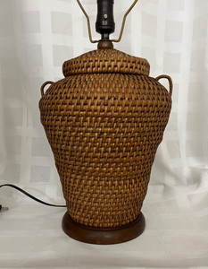 Vintage Woven Rattan  Basket Lamp~Classic Shape~Great Find!~Ginger jar-ish?