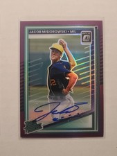 2025 Donruss Optic Rated Prospect Jacob Misiorowski #128 Purple Prizm Auto 49/49