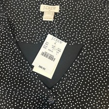 J CREW Sz L Polka Dot Shirt Dress Minimalist Lightweight Lined Button Front  