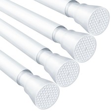 MEXAU 4 Pack Tension Curtain Rod for Windows for Windows 30 to 64 In, White