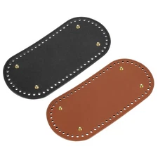 Oval Bag Bottom Shaper Pad, 2Pcs 25x12cm PU Leather Cushion Base (Black, Brown)