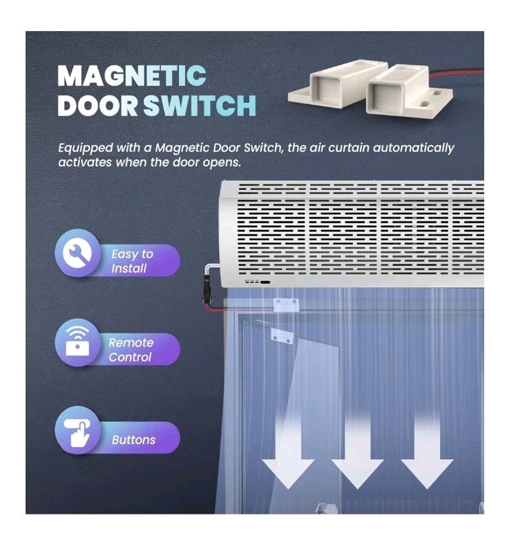 36'' Air Curtain, Magnetic Door Switch, Two Speeds Adjustable 1527CFM/2559FPM...