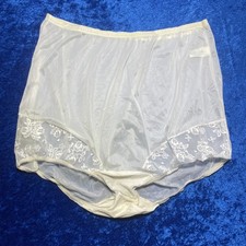 Vintage Vanity Fair Tricot All Nylon Panties Sheer White Nylon Lace Brief Size 8