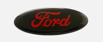 Ford Grille or Tailgate Red on Black Emblem - 9" Logo for F250 F350 F450 F550 - Image 1 of 2