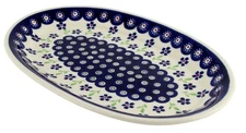 Polish Pottery Oval Serving Platter by Zaklady Boleslawiec Poland - 12' Long