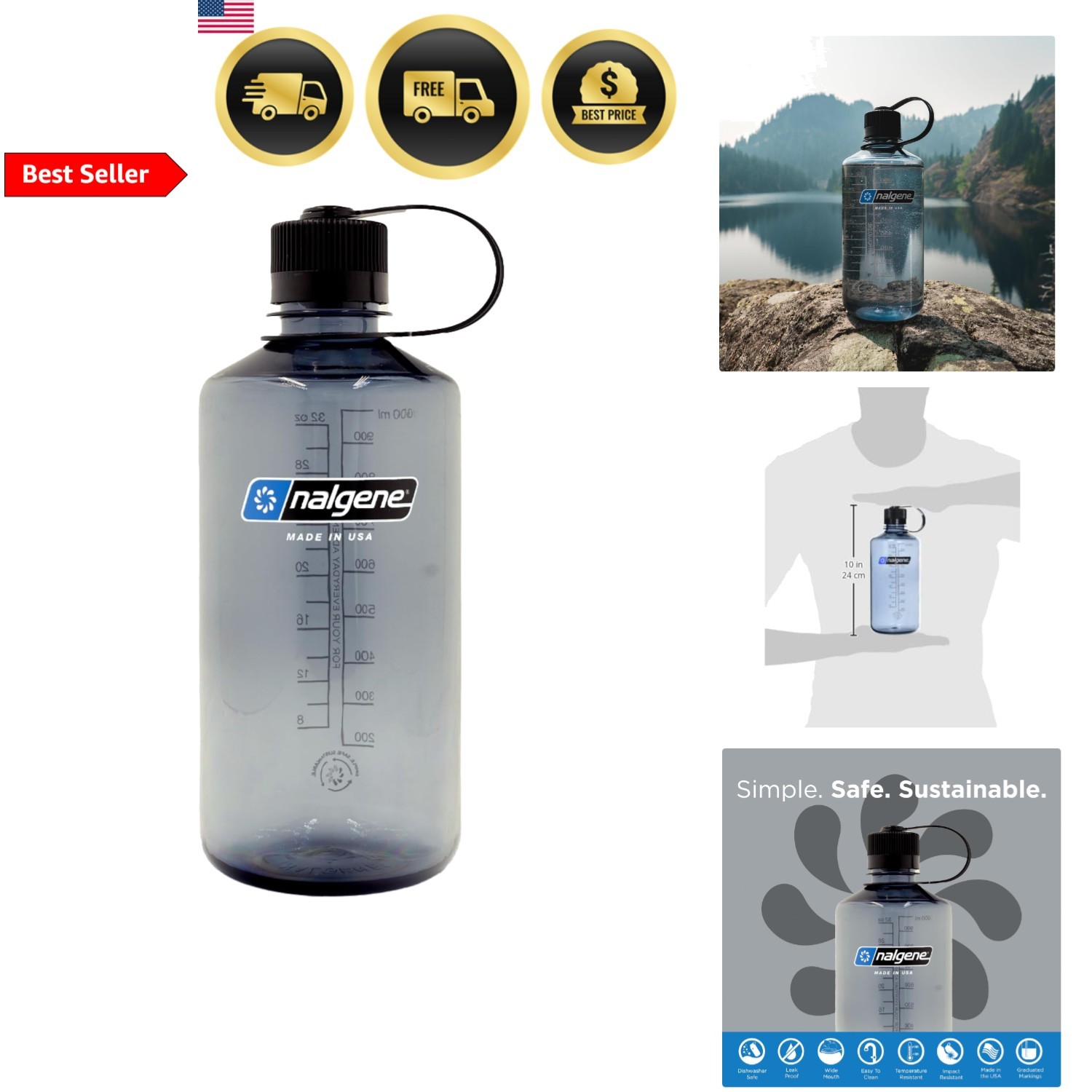 32 Oz Bpa Free Hydration Bottle Reusable Eco