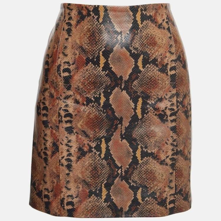 RONNY KOBO Glossy Embossed Python Print Brown Min… - image 1