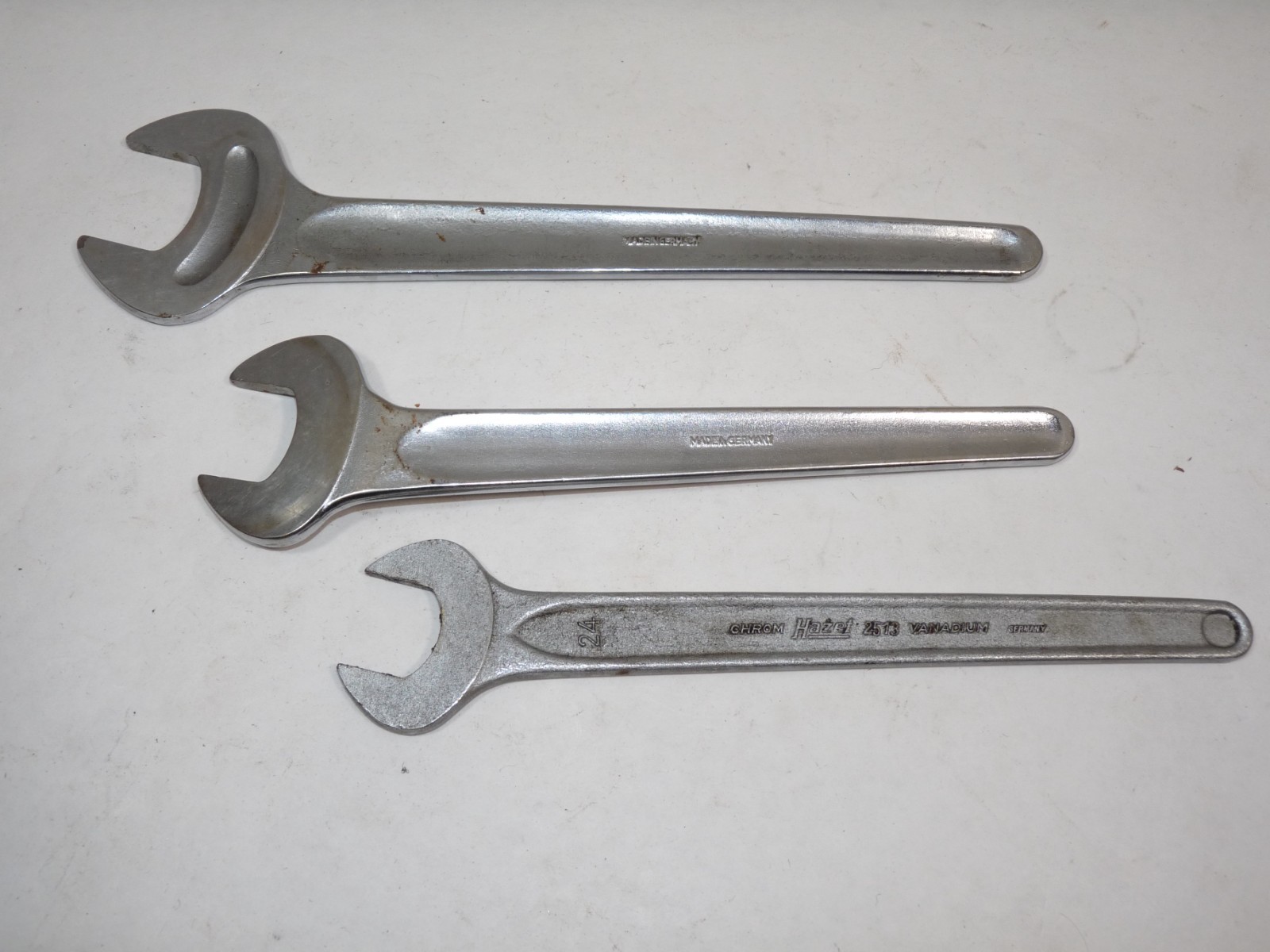 2 Vtg Stahlwille 1 Hazet Thin Single Open End Wrench Spanner Germany 24, 27, 32