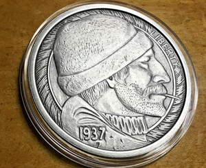 2016 The Fisherman - Hobo Nickel 5oz. ANTIQUED SILVER PROOF #186 Mr. THE