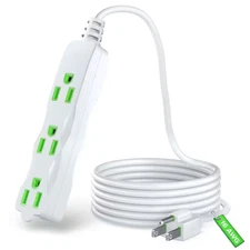 6 Ft. 16 / 3 Light Duty Indoor I-Shaped Extension Cord, 3-Outlet 13 Amps White w