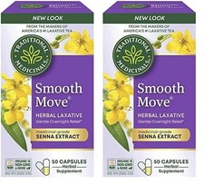 2 Pack, Smooth Move Senna Caps Traditional Medicinals, 50 50 Caps exp 03/28