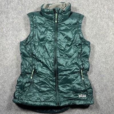Stio Pinion Down Vest Womens XS Dark Green Puffer Full Zip Goose Down Jacket