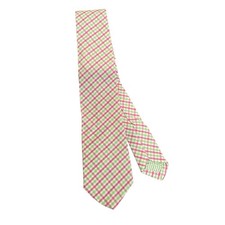 Handmade Men s Cotton Tie Spring Color Pink Green Plaid, Seersucker Lining