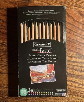 General's MultiPastel Chalk Pencils 24/Pkg-Assorted Colors New In Box Artists