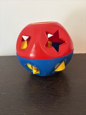 Tupperware Shape-O-Ball Shape Sorter Toy Red Blue Yellow Numbers & Letters Theme