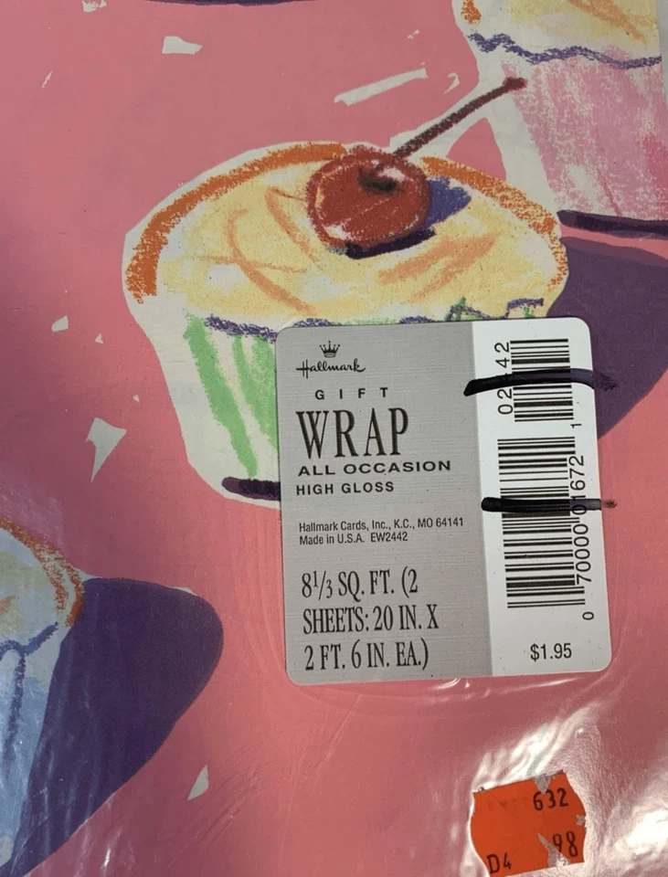 Papel de Envolver Hoja Cupcakes - SELLO DISTINTIVO Todas las Ocasiones -Pnk/Azul 3 Pk-6 Shts Foto 3 de 4