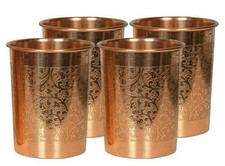 Handmade 100 Pure Embossed Copper Glass Ayurvedic Health Benefits. 300ml