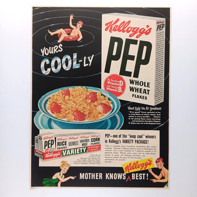 1949 XL Kellogg's Cornflakes USA Werbung Werbeanzeige Reklame Advertising