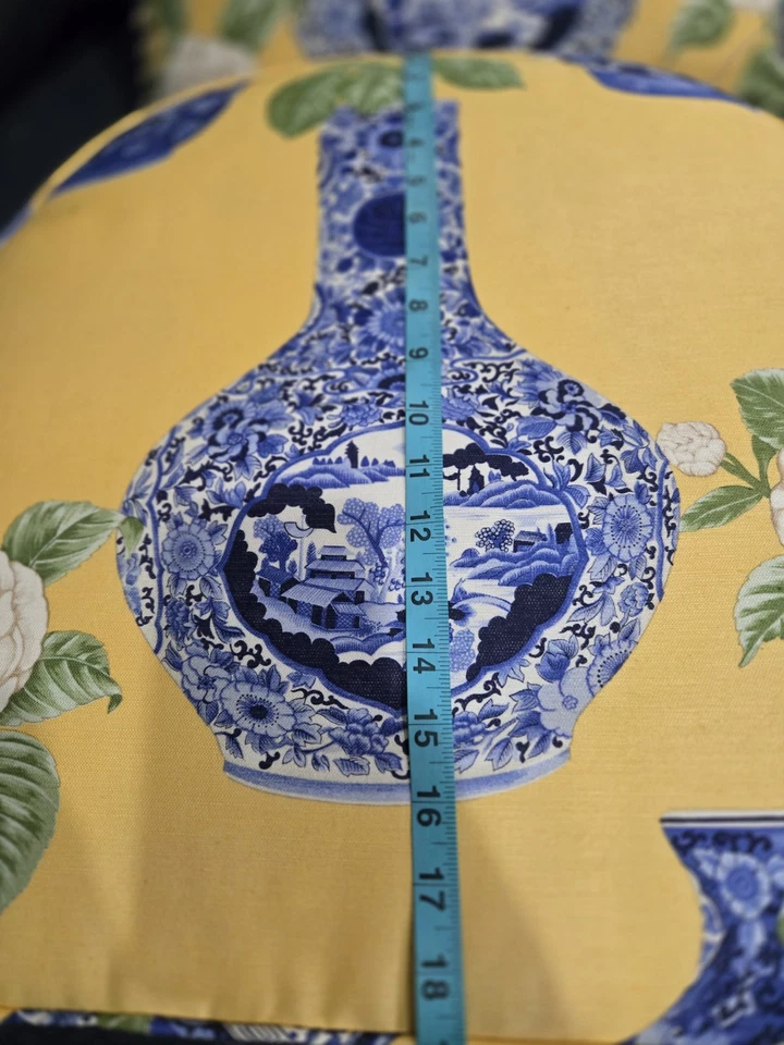 Almohada y cojín de asiento Scalamandre Chinoiserie amarillo y azul nuevo sin etiquetas Foto 4 de 4
