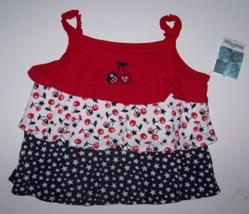 NWT HEALTHTEX RED, WHITE, & BLUE TIERED SHIRT SIZE 3T JULY 4 4th PATRIOTIC STARS