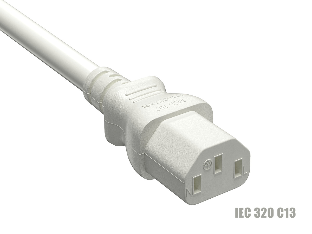 Cable Leader 2ft C13 to C14 Heavy-Duty Power Extension Cord 14 AWG 15A WHITE