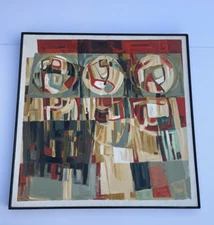 Vintage Painting Large Abstract Expressionism Modernism Roy Ekstrom Cubism Rare