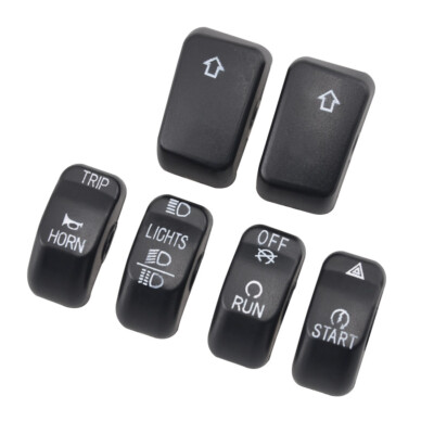 6-Pack Black Switch Button Caps – Fits Harley Dyna Softail Sportster XL (Hand Controls)