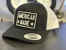 American Made Patriotic Richardson 112 Hat Cap Snap Back Trucker Black White