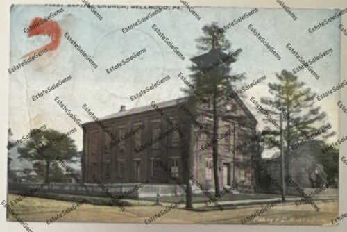 antique postcard 1912 First Baptist Church Bellwood Pennsylvania