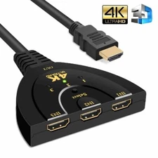 HDMI Splitter 3 In 1 Out 4K UHD HD 1080P 3-Port Repeater Splitter Amplifier 1x3