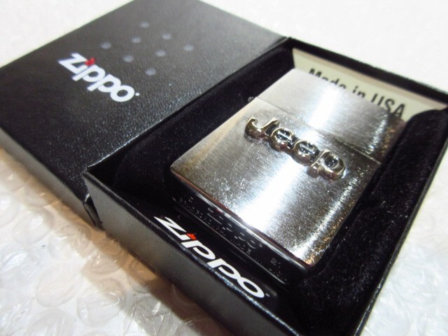 Zippo Oil Lighter Jeep Emblem Logo Silver Brass Regular Case Japan