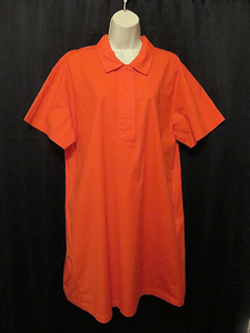 NEW-Eileen-Fisher-Classic-Collar-K-L-Dress-Orange-HT-Red-Size-L-Large